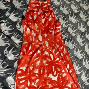 Trina Turk orange and white floral dress